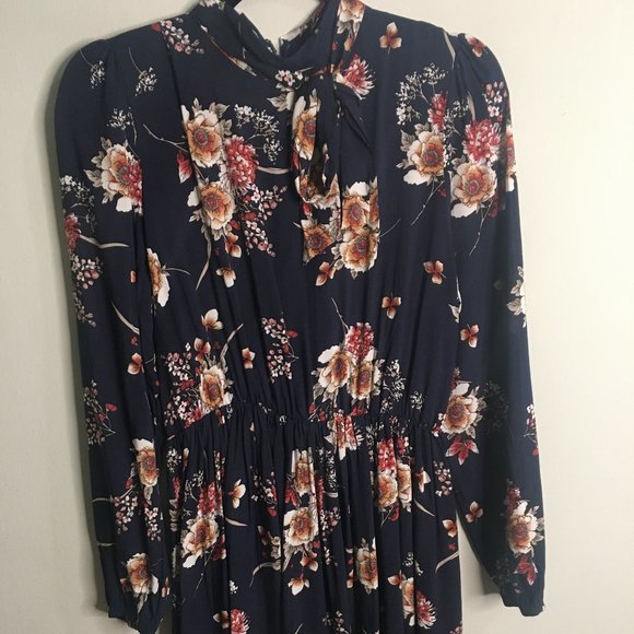 Shein - Navy Blue Floral Print Dress - Item#58 - Picture 1 of 5